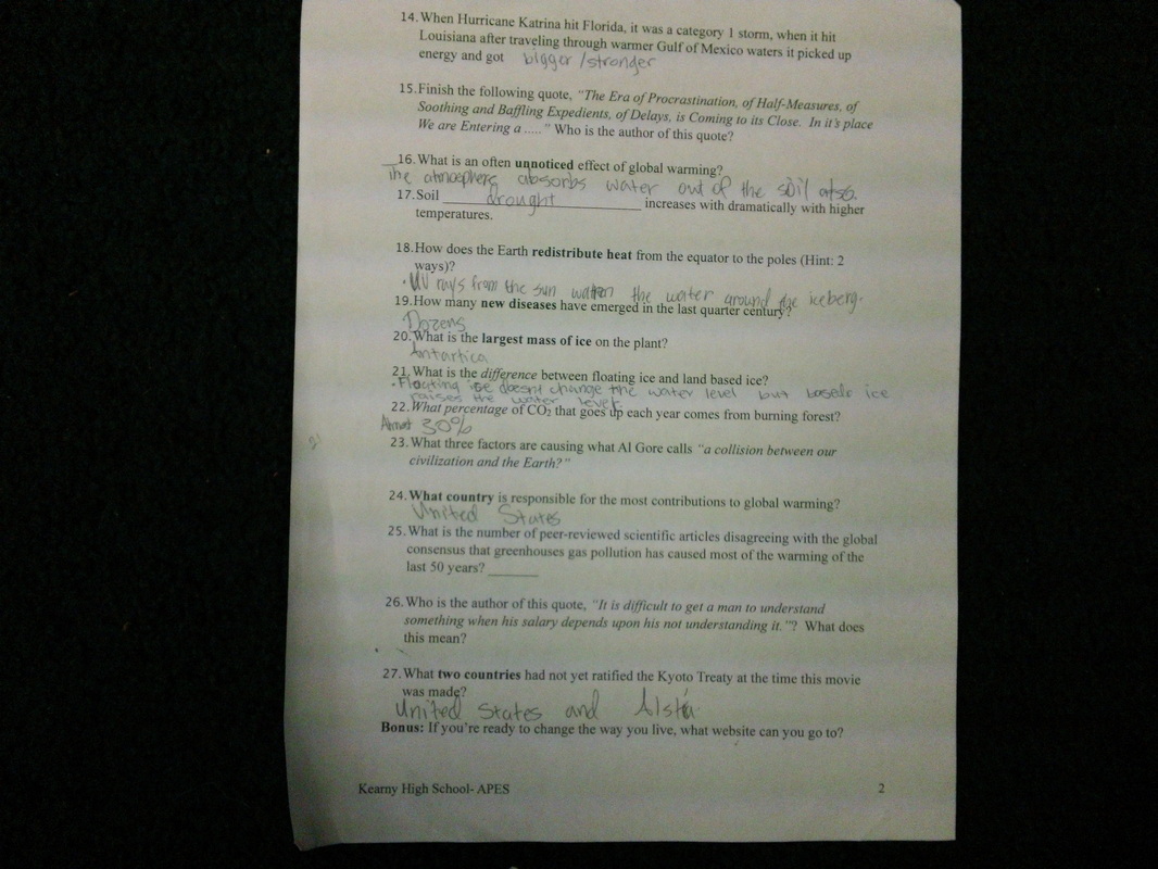 An Inconvenient Truth - Introduction to Apes Intended For Dirt The Movie Worksheet